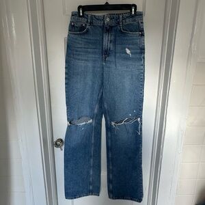 Zara Distressed Straight Leg Jeans